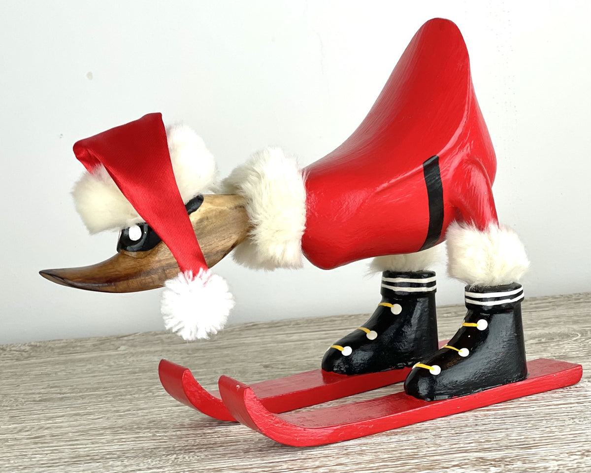 Houten eend - ski’s kerstman