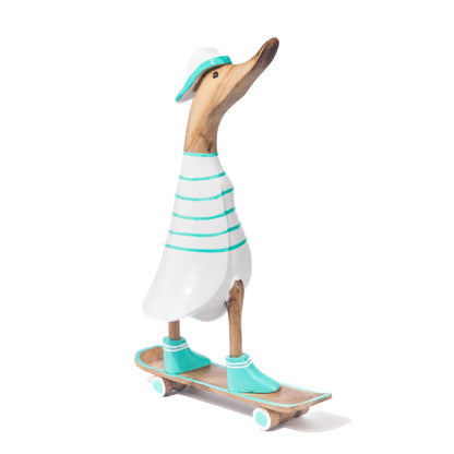 Canard en bois - skateboard turquoise