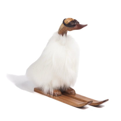 Canard en bois - skis avec manteau de fourrure