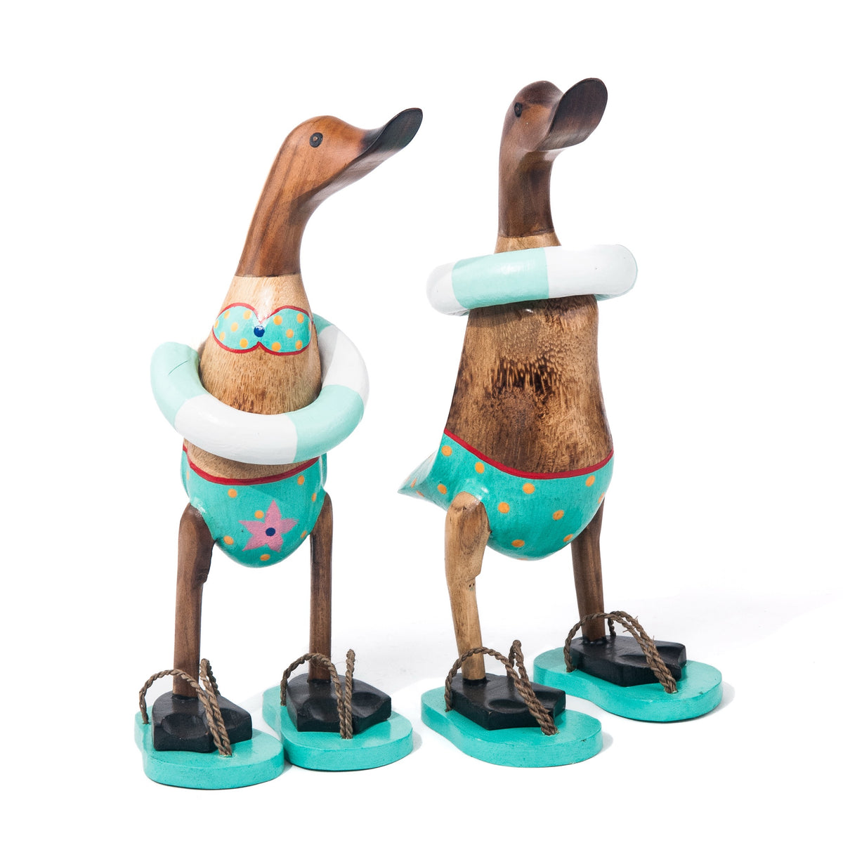 Set houten eenden - strandkleding met slippers